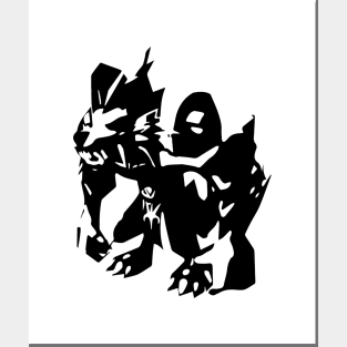 Werewolf minimal silhouette white Posters and Art